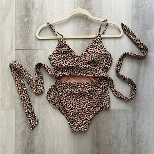Aerie leopard full coverage one piece swimsuit
